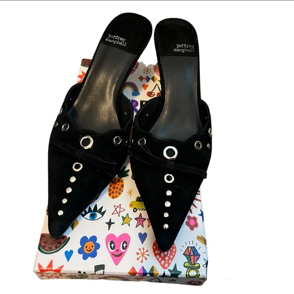 Jeffrey Campbell Gratis Pointed Toe Mule Black Suede - Picture 4 of 6